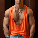 Advbridge Big V-neck Sleeveless T-shirt Men Vest solid Color Thin casual Undershirt Summer Breathable Fitness Muscles Sport Tank Top