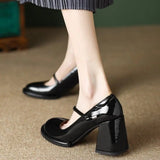 Advbridge French High Heel Women Shoe 2024 Spring New Retro Red Platform Leather Shoe Elegant Woman Heeled Shoe Party Wedding Shoe Casual