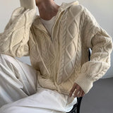 Advbridge Autumn Clothing Men's Light Luxury Jacquard Knitted Hooded Cardigan Sweater Korean Popular Zipper Long Sleeve Hoodie Knitwear