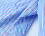 ADVBRIDGE  -  Blue Striped Two-piece Set Women Long Sleeve Pocket Blouse+Drawstring Pants Sets Spring New Fashion Casual Poplin Trouser Suits