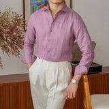 ADVBRIDGE  -  Three Summer Thin Fashionable Long-sleeved Shirt Breathable 100 Linen Slim-fit All-match Casual Shirt Trendy for Men