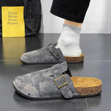 ADVBRIDGE  -  Fashion Men‘s Suede Mules Slippers Summer Women Clogs Cork Insole Sandals with Arch Support Outdoor Beach Slides Home Shoes