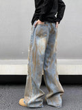 Advbridge Holes Ripped Die Dye Men's Jeans Loose Fit Zipper Washed Distressed Denim Pants  Female 2025 Spring New Fashion Lady Streetwears