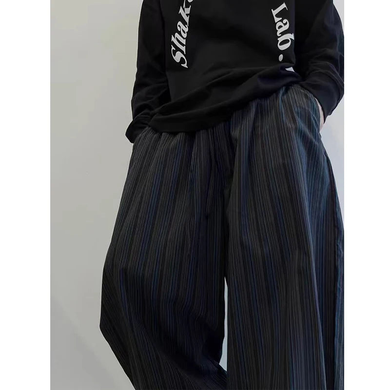 Advbridge Men Trendy American Vintage Striped Oversized Streetwear Baggy Pants Y2K Harajuku Hip Hop Casual Wide Leg Trousers Pantalones