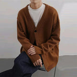 Advbridge Men's Korean Review Clothes Luxury Retro Knit V Neck Cardigan Long Sleeve Streetwear Stylish Sweater Leisure Fashion Knitwear