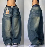 Advbridge American Retro Double Stitching Washed Baggy Jeans Men's Y2K New Harajuku Hip-Hop Gothic Casual Joker Wide Trousers Street Wear