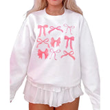 Advbridge Women's Y2K Cute Loose Sweatshirts Hoodie Long Sleeve Round Neck Aesthetic Bow/Cherry Print Pullover Tops Streetwear