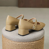 Advbridge Chunky Block Pumps for Women Slip On Low Heel Closed Round Toe Dress Classic Mid Square Shoes Wedding Party Office Lady  Shoes