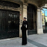 ADVBRIDGE  -  Solid Colour Sexy Knit Cut Out Holiday Beach Casual Long Dresses Women's 2025 Summer Sexy V-Neck Long Sleeve Bodycon Maxi Dress