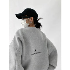 Advbridge Harajuku Fashion Casual Letter Printing Compound Round Neck Y2k Hoodie Women Korean Version Simple Style Gothic Loose Trend Tops