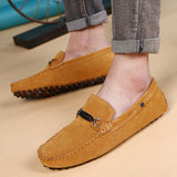 ADVBRIDGE  -  Fashion Loafers Men Suede Soft Driving Moccasins Man Slip on Flats Lightweight Lazy Shoes For Man Genuine Leather Men's Shoes