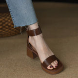 ADVBRIDGE  -  Women's Sports Shoes Beige Hardened Sole Open Toed Sandals Rear Zipper Peep Toe Retro High Heels