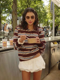 Advbridge  Burgundy Striped Casual Women T-shirt Summer Loose Polo Shirts Buttons New Female Tops Blouse White Tops Spring Shirt