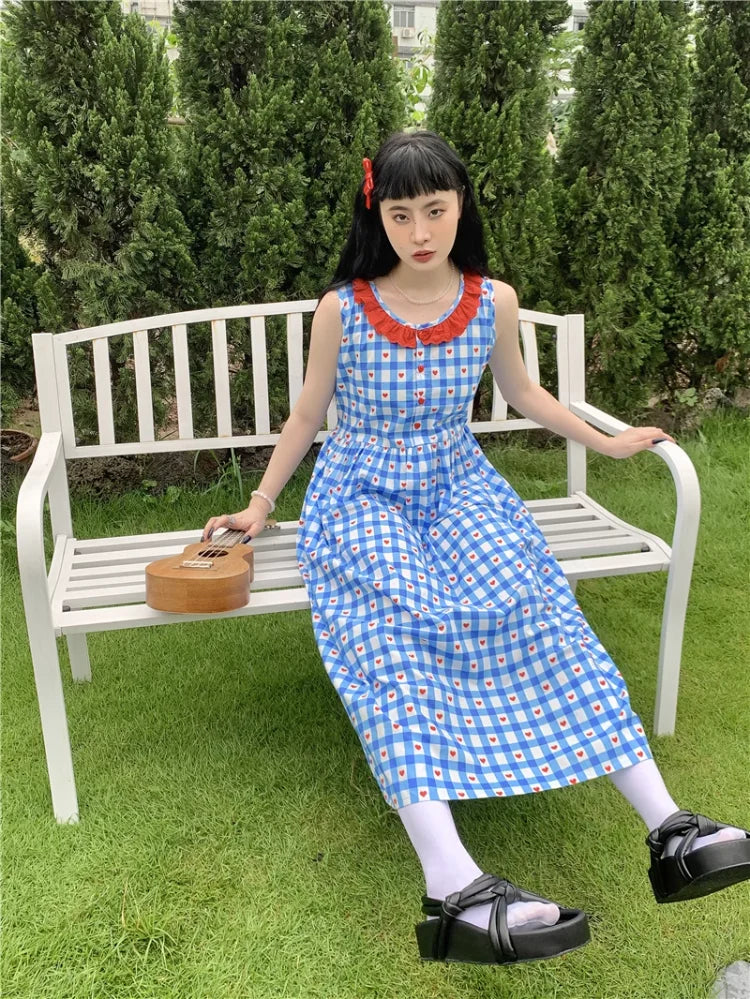 Advbridge French Robe Age Reduction American Vintage Y2k Dress Sweet Plaid Dresses Summer Female Fashion Vestidos Para Mujer