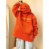 Advbridge American Retro Pumpkin Head Hoodide For Men Women Winter Lamb Plush Orange Sweatshirt Loose Thickened Warm Couple Halloween Gift