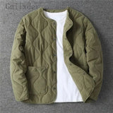 Advbridge Men‘s Wintern outfits Autumn Winter O-neck Quilted Jacket Men's Versatile  Green  Retro Thickened Coat Men Techwear Button Up Oversize Jacket Advbridge Men‘s Wintern outfits