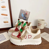 ADVBRIDGE  -  Sweet Platform Sports Shoes Woman Korean Style Kawaii Pink Women Sneakers Autumn Casual Versatile Low-top Women Shoes