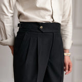 ADVBRIDGE  -  Naples High Waist Men's Straight Pants Gurkha Hanging Casual Pants Retro Non-ironing Trendy