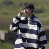 Advbridge T Polo Shirts for Men Stripe Tops Sweatshirts Male Clothes Japan Baggy Designer Casual F Harajuku Fashion Winter Size S Emo New