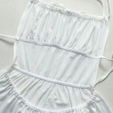 ADVBRIDGE  -  Sexy Cute Camisole Dress For Women Summer Open Back Sleeveless High Waist Shirring Lace-up Solid Pleated Mini Party Dresses