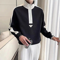 Advbridge Men‘s Wintern outfits New Spring and Autumn Trendy Men's Handsome Simple Half Zipper Stand Up Neck Colored Long Sleeve Loose Casual Sweater Advbridge Men‘s Wintern outfits