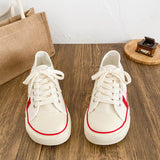 ADVBRIDGE  -  New Women Colorblock Vulcanized Canvas Sneakers Flat Sole Lace-Up Soft Comfort Latex Cushion Summer Student Casual Shoes