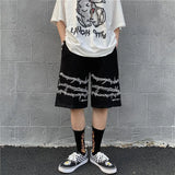 Advbridge Mens Casual Shorts Summer Hip-Hop Street Harajuku Style Personalized Print Simple Sports Shorts Boys Loose Straight Pants