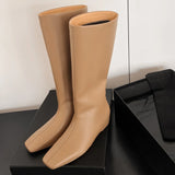 ADVBRIDGE  -  Autumn new women's genuine leather Internal elevation wedge square toe slip-on knee high boots casual female long boots hot