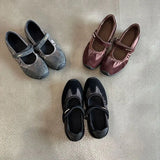 ADVBRIDGE  -  New Grey Women's Flats Casual Velvet Surface Low Top Versatile Casual Shoes French Magic Tape Slip-On Mary Janes Spring Shoes