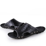 ADVBRIDGE  -  New Men's Slippers Summer Outside Leather Sandals Big Size Beach Slippers Anti-slip Mens Shoes