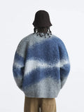 Advbridge Striped Plush V-neck Cardigan Men's Loose Casual Brushed Knitted Sweater Trendy Simple Versatile Harajuku High Street Coats