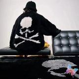 Advbridge Winter High Street Warm Cashmere Jacket Black Skull Print V-neck Ribbon Button Cardigan MMJ Coats Men Women Sweater