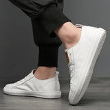 ADVBRIDGE  -  Cowhide Small White Shoes Spring and Summer New Low Top Men's Casual Shoes Breathable Leather Board Shoes Men's Shoes