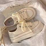 ADVBRIDGE  -  Women's Thick Bottom Canvas Shoes Summer Thin Style Versatile Design Rubber Sole Pure Color Adult Unisex Fashionable Board Shoes