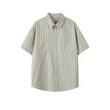 ADVBRIDGE  -  Plus Size Summer Essential Striped Short Sleeve Shirts - Breathable Cotton Casual & Resort Wear for Men 5XL 4XL 3XL