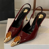 ADVBRIDGE  -  Spring Design Inlay Diamonds Woman Pumps Sexy Thin Low Heels Pointed Toe Elegant Slingbacks Prom Banquet Mules Shoes