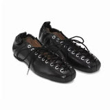 ADVBRIDGE  -  Fashionable Women's Ballet Flat Shoes Spring Summer New Arrival Casual Lace-Up round Toe Leather Interior Rubber Sole Shoes