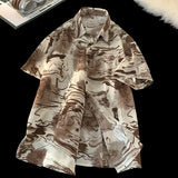 ADVBRIDGE  -  Trendy Men's Tie-Dye Short Sleeve Shirt - Breathable Casual Summer Top Streetwear Fashion Hawaiian Shirt for Man M-XXXXXL