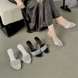 ADVBRIDGE  -  Summer Street Narrow Band Crystal Women Slippers Sexy Thin High Heels Party Prom Open Toe Slide Shoes