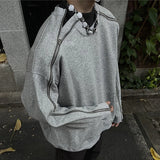 Advbridge Men's Chic Zipper Sweatshirt Light Luxury Long Sleeve Solid Color O Neck Korean Popular Retro Loose Leisure Streetwear Clothing