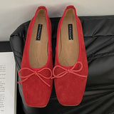 ADVBRIDGE  -  Autumn Women Flats Shoes Fashion Square Toe Ladies Ballerina Shoe Soft Flat Heel Outdoor Casual Mary Jane Candy Color Shoes