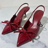 Advbridge Bow Pointed Toe High Heels Sandals Women Brand Designer Shoes Fashion Slides Sexy Slingback Shoes Elegant Mules Sandals Female