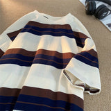 ADVBRIDGE  -  New Arrival Flower Festival T Shirt Men Striped Fashion O-Neck Tshirts Summer Cotton Tops Loose Street Hip Hop T-Shirts Q100