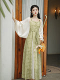 ADVBRIDGE  -  Women's New Chinese Style Retro Halter Dress Summer Green Tie-dye Printed Chic Dresses Elegant Women