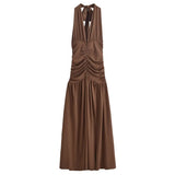 Advbridge 2025 Women's European and American Style Pleated Halter Neck Robe Dress Dresses on Sale Clearance Sexy Costume Long