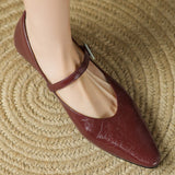ADVBRIDGE  -  Women's genuine leather metal buckle pointed toe slip-o Mary Jane flats high quality soft comfortable 2cm kitten heel shoes sale