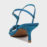 ADVBRIDGE  -  Blue CRYSTAL Rhinestone Ankle Strap Buckle High Heel Sandals Women Sexy Peep Toe Summer High Heels Elegant Banquet Dress Shoes