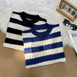 ADVBRIDGE  -  Summer Ice Silk Short Sleeve Men's Mesh Quick-drying T-shirt Loose Clothes Men's Striped Contrast Silk T-shirt Men Q44