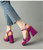 Advbridge Bright Green Yellow Open Toe Patent Leather Classic Summer New Women Shoes Dress Pumps Chunky High Heels Fashion Sandals