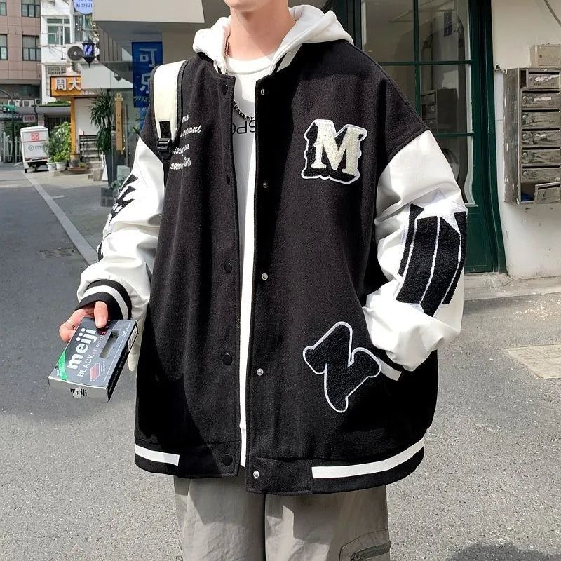 ADVBRIDGE  -  Hip-hop Coat American Retro Joker Coat Men's INS Explosions Baseball Uniform Printing New Loose Leisure Sports Couple Coat